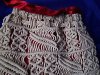 Vintage 70's Hand Macrame Purse Red Lining